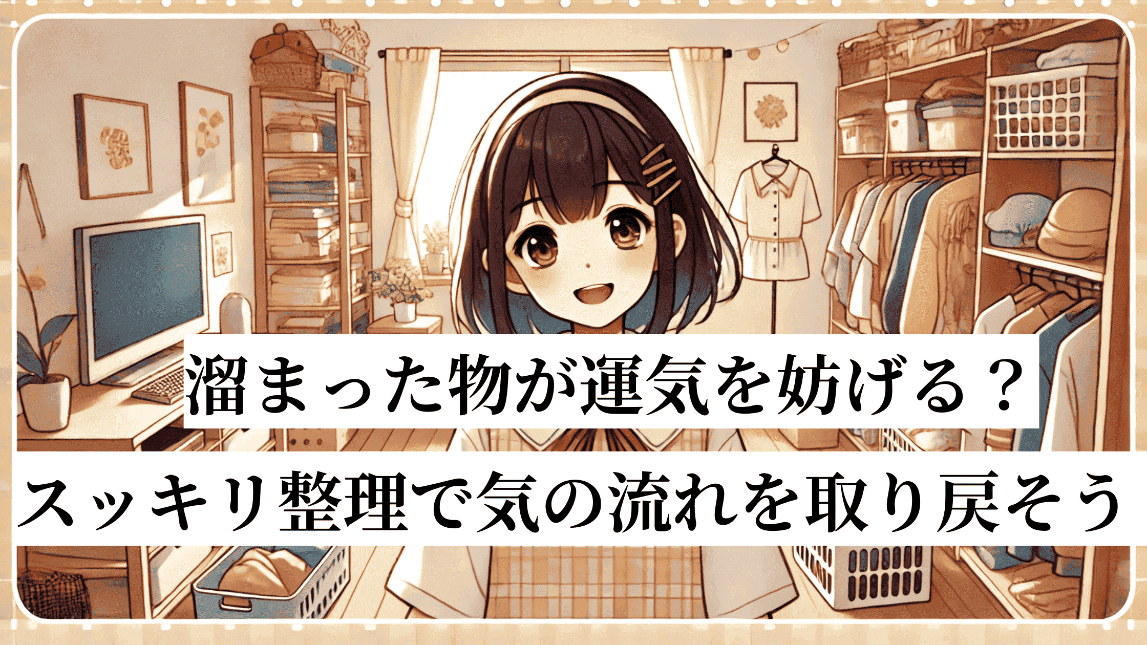 整理整頓の部屋で笑顔の女性