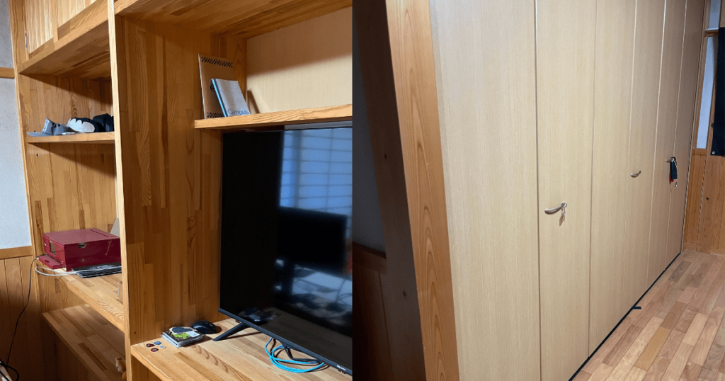 部屋が綺麗な人 オーラの私の部屋壁に取り付けている棚とクローゼット