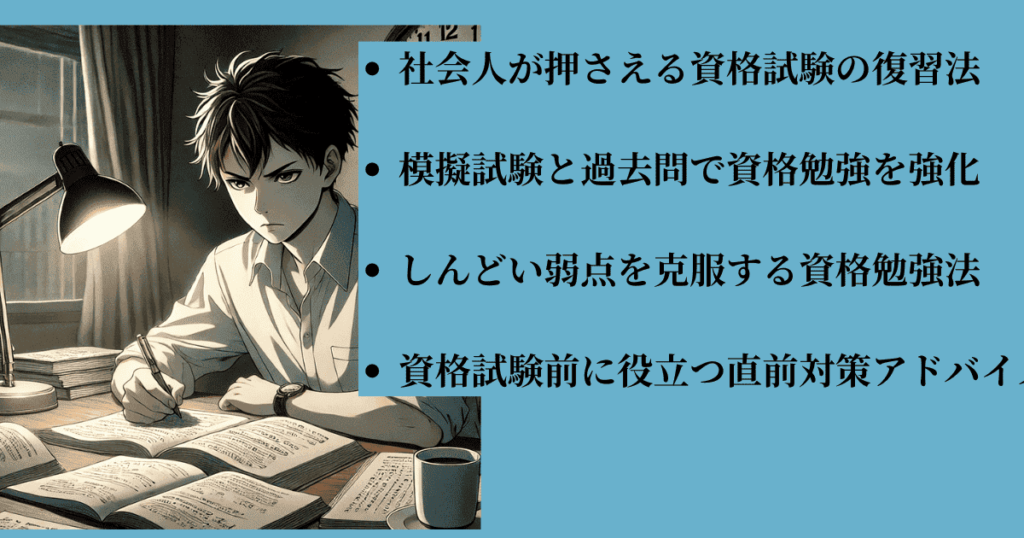 社会人が合格に向け勉強している画像